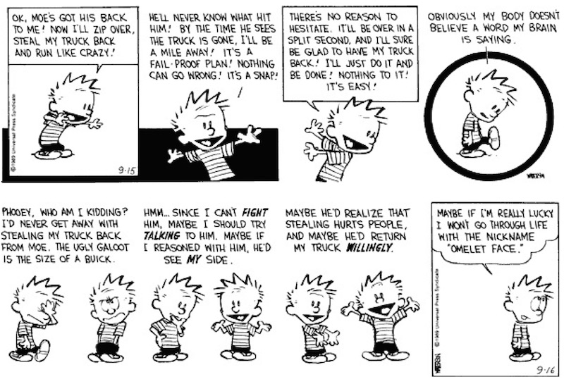 Illustration for article titled A String Of Upsetting Calvin & Hobbes Strips Told A Bold Story About Bullying